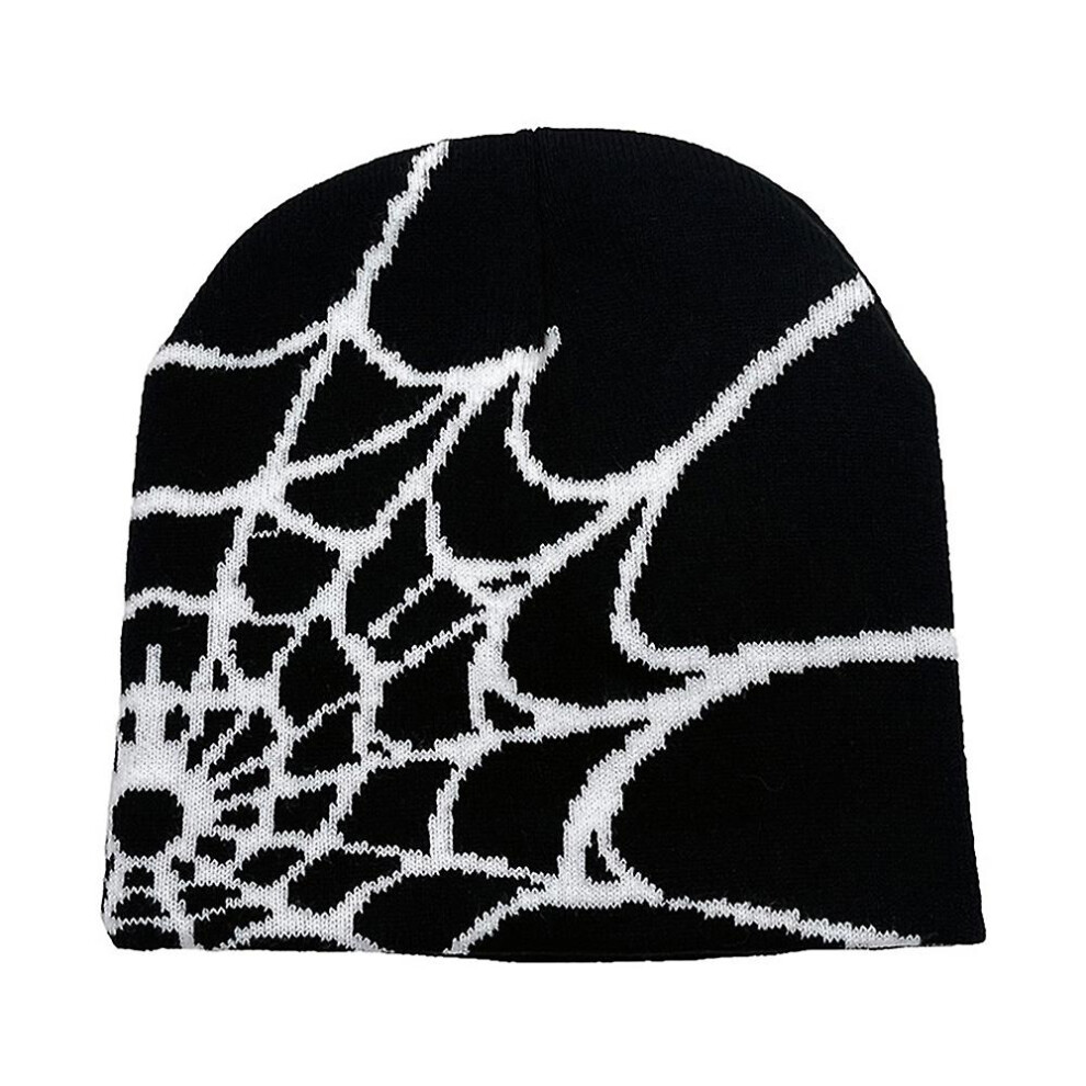 (Black) Women Men Spider Web Beanies Hat Autumn Winter Hat Warm Knitted Beanies Cap Gifts