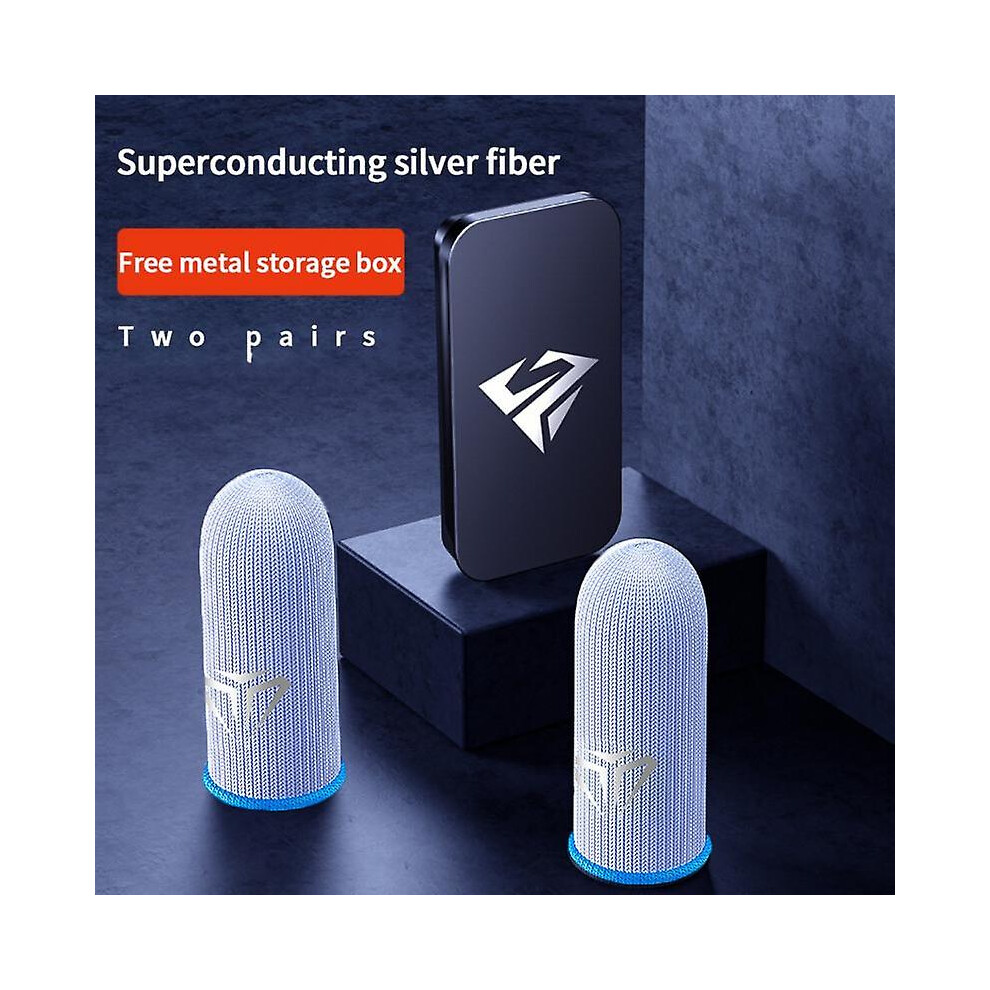 (1Pair With Box) 1/2Pair Finger Sleeves For Gaming Thumb Finger Sleeves For Game Pubg Mobile Anti Slip Finger Blue 6909589604545