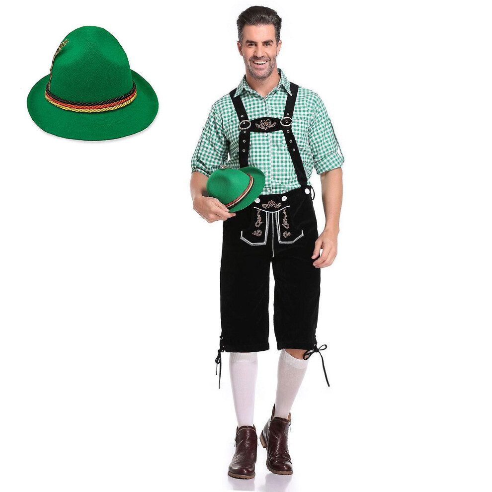 (, 2XL) Mens Lederhosen Oktoberfest Costume Bavarian Beer Man Cosplay Green