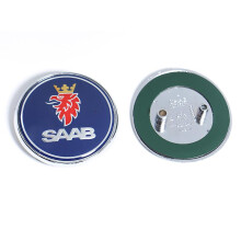 (Rear Blue 1PC) 68mm 2 3 Pins Saab Car Front Hood Bonnet Logo Rear Trunk Bumper Badge For Saab 9 3 9 5 9-3 9-5 Saab Emblem Sticker Accessories