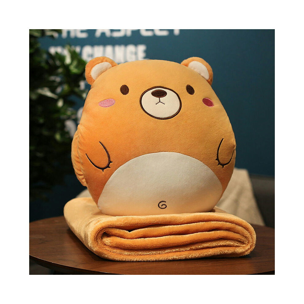 (Brown bear, Warm hands pillow 35cm+mid -blanket (90cm*1.7m)) Cartoon Office Pillow Pillow Dual -Use Two -In -One Leaning Car Cushion In The Car Cushi