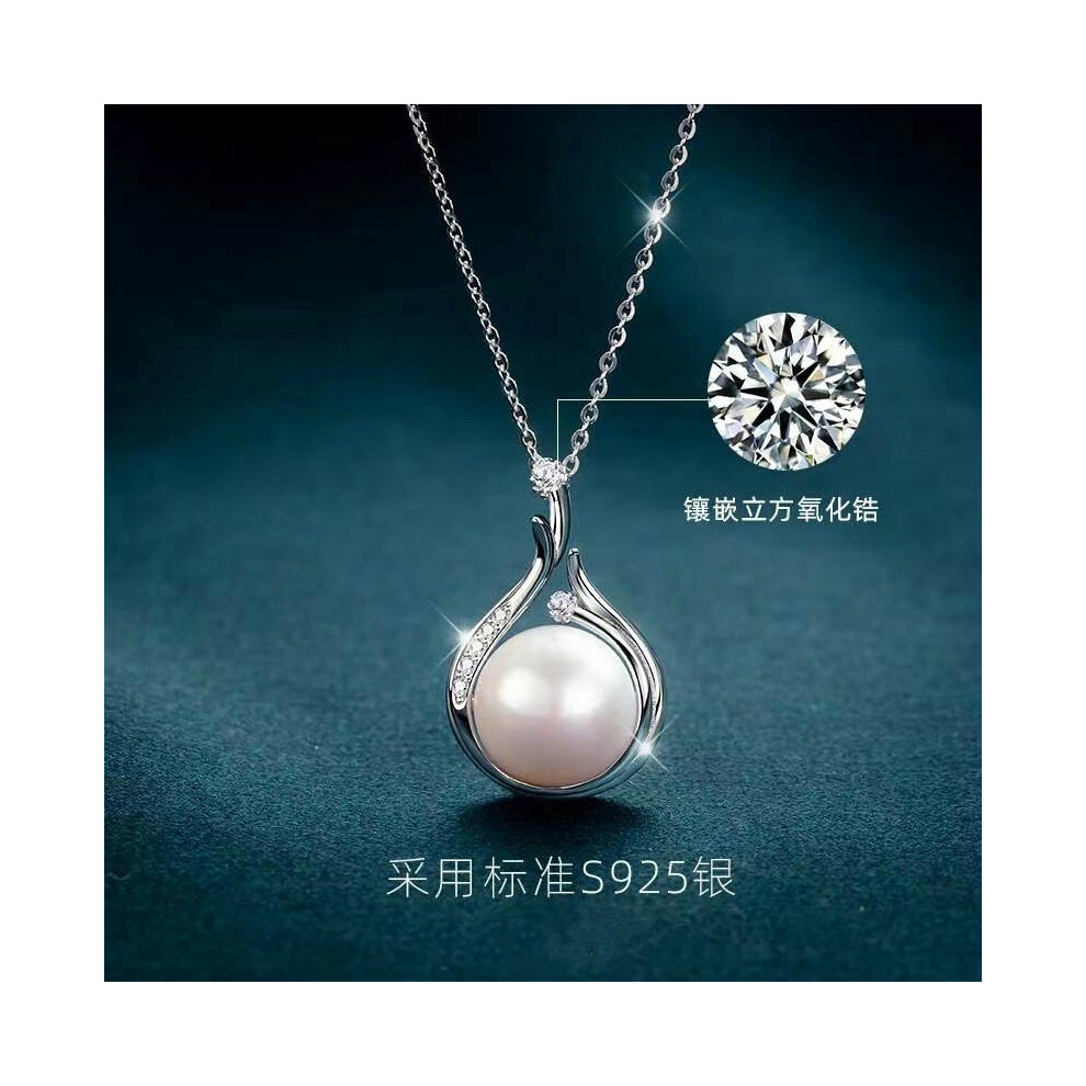 (Single -falling air support (including the box chain), 925 silver) S925 Sterling Silver Natural Freshwater Pearl Necklace Female Spring And Summer Wi