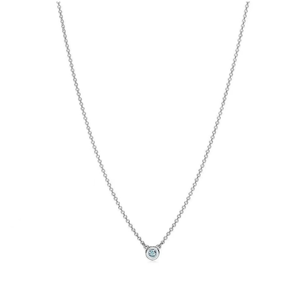 (Platinum single diamond necklace) T's High Version Smile Love Necklace Female Enamel Blue Heart -Shaped Diamond Dual -Buckle Dual Pendant Dual -Heart