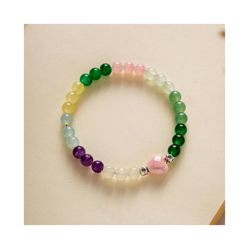 (SL0019 color love) Wholesale Jingdezhen Ceramic Jewelry New Fashion Flower Glaze Bead Bracelet Multi -Color Leisure National Style Student Bracelet