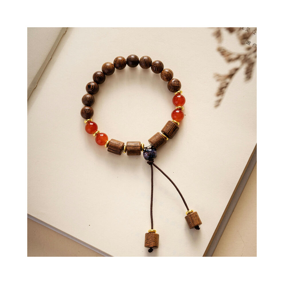 (SL0041 wood (red)) Wholesale Jingdezhen Ceramic Jewelry New Fashion Flower Glaze Bead Bracelet Multi -Color Leisure National Style Student Bracelet