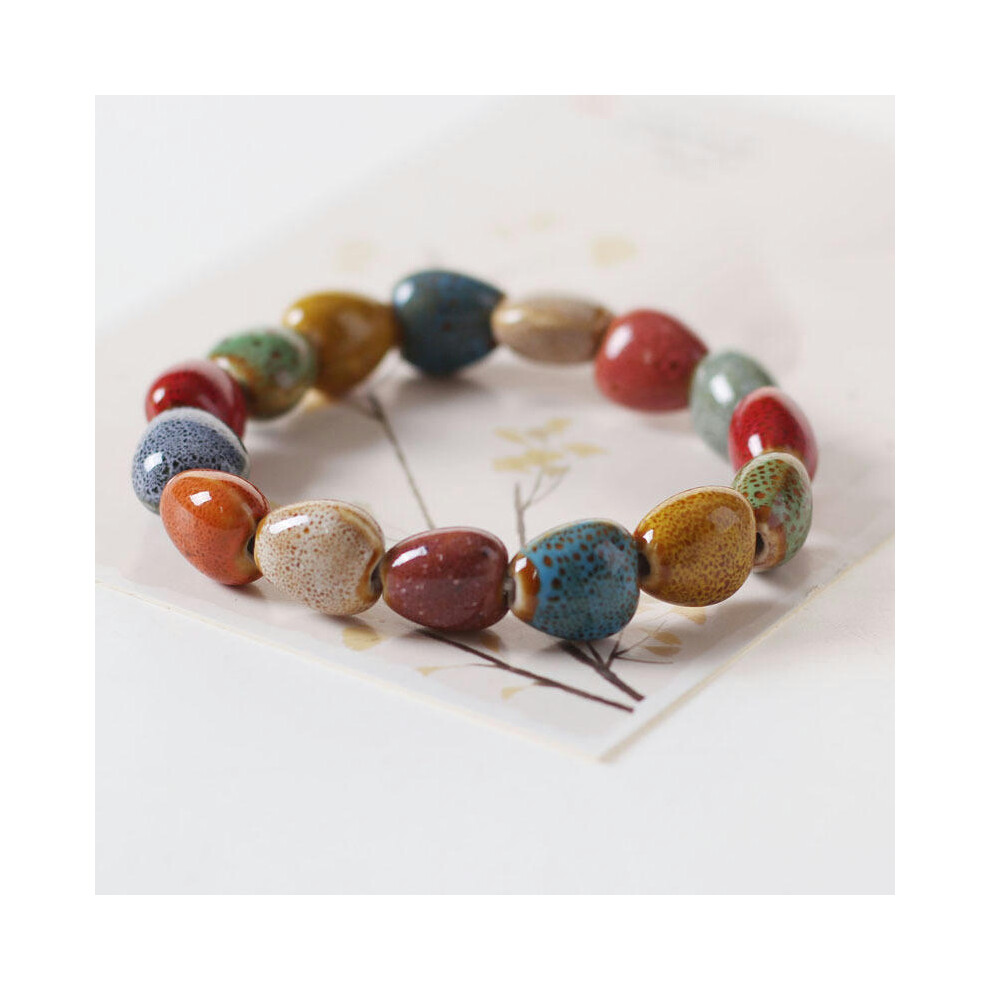 (Little Love SL0324) Wholesale Jingdezhen Ceramic Jewelry New Fashion Flower Glaze Bead Bracelet Multi -Color Leisure National Style Student Bracelet