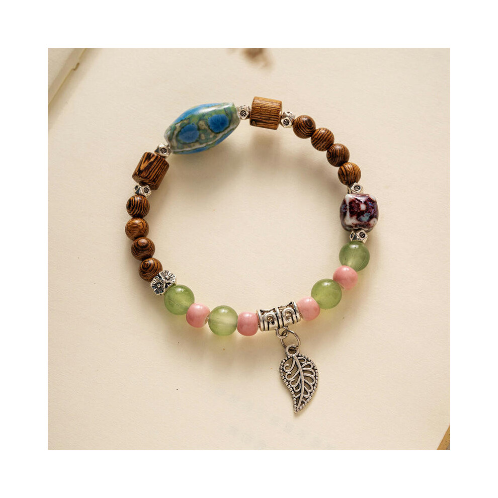 (SL0029 Sifang Concubine Leaf) Wholesale Jingdezhen Ceramic Jewelry New Fashion Flower Glaze Bead Bracelet Multi -Color Leisure National Style Student