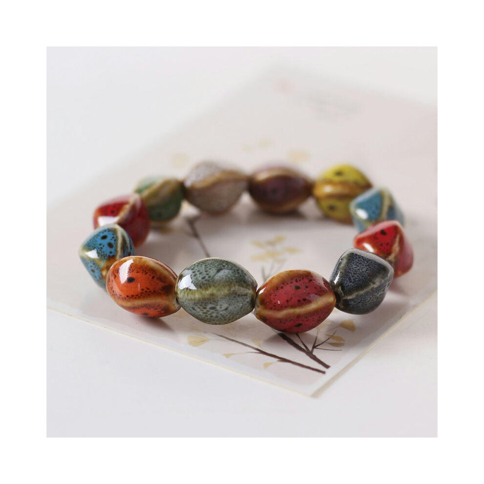 (Four New SL0319) Wholesale Jingdezhen Ceramic Jewelry New Fashion Flower Glaze Bead Bracelet Multi -Color Leisure National Style Student Bracelet