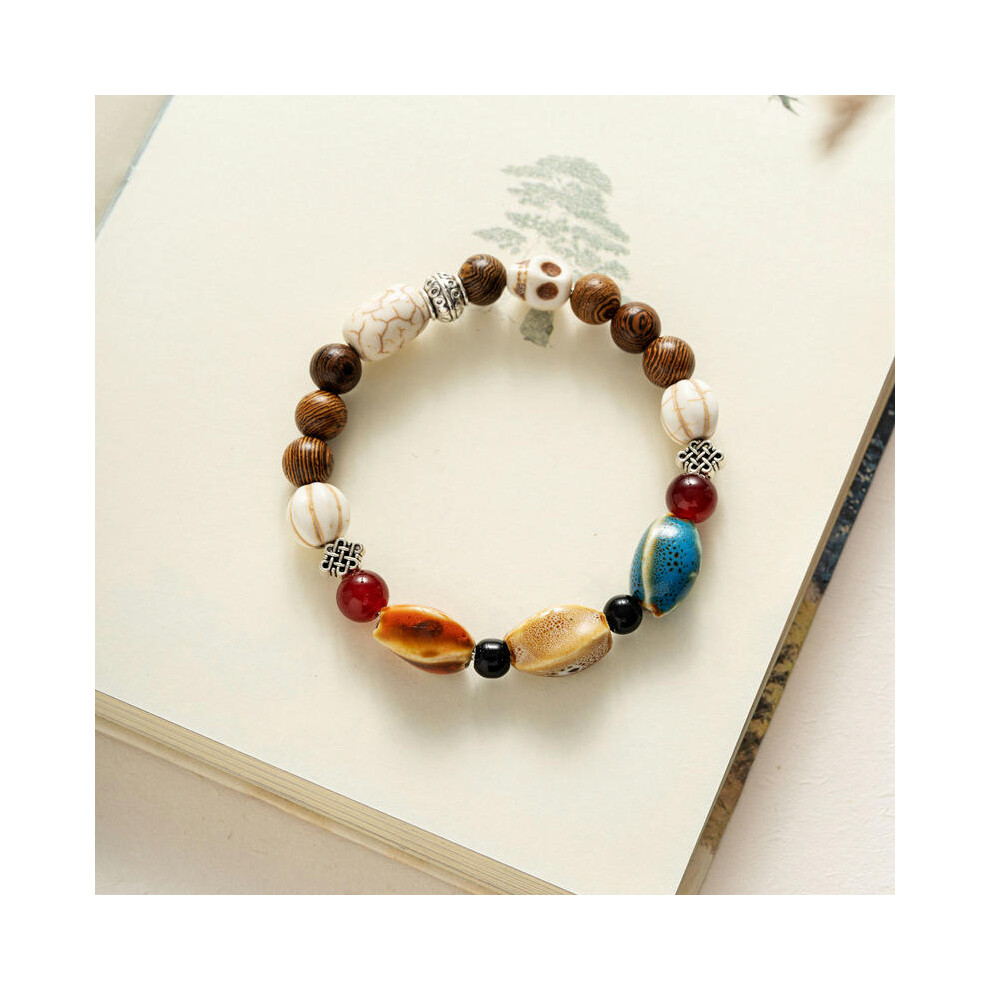 (SL0152) Wholesale Jingdezhen Ceramic Jewelry New Fashion Flower Glaze Bead Bracelet Multi -Color Leisure National Style Student Bracelet