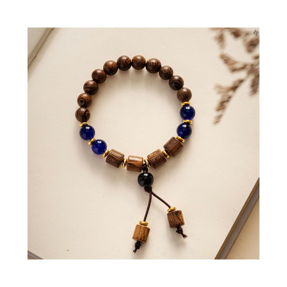 (SL0040 wood (blue)) Wholesale Jingdezhen Ceramic Jewelry New Fashion Flower Glaze Bead Bracelet Multi -Color Leisure National Style Student Bracelet