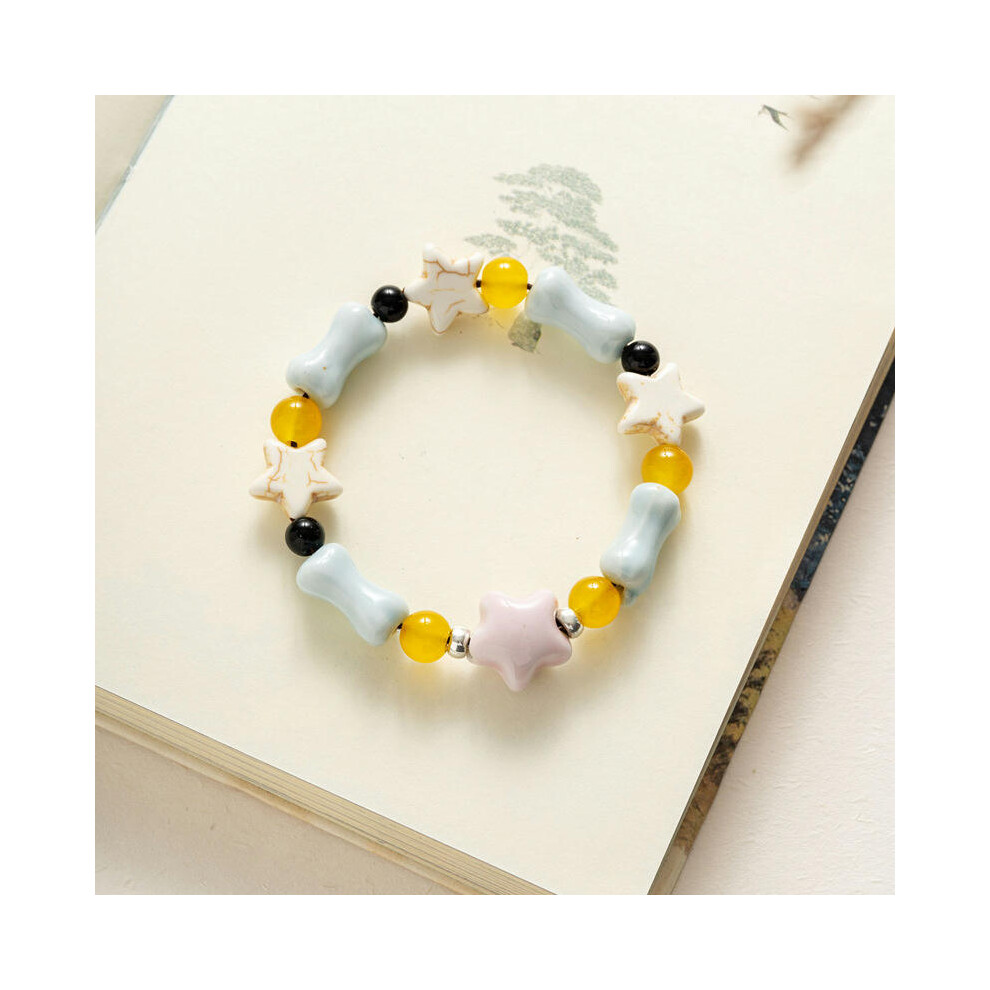 (SL0154) Wholesale Jingdezhen Ceramic Jewelry New Fashion Flower Glaze Bead Bracelet Multi -Color Leisure National Style Student Bracelet