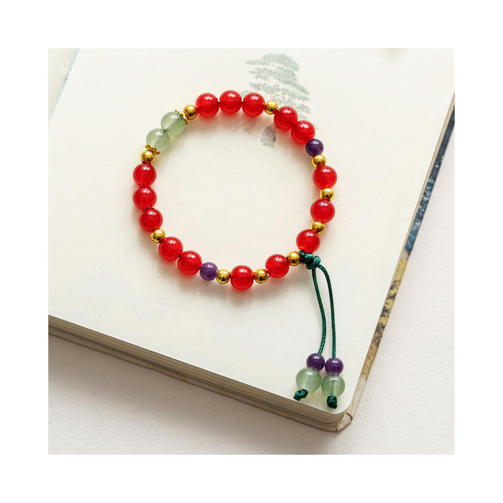 (SL0129 Red) Wholesale Jingdezhen Ceramic Jewelry New Fashion Flower Glaze Bead Bracelet Multi -Color Leisure National Style Student Bracelet