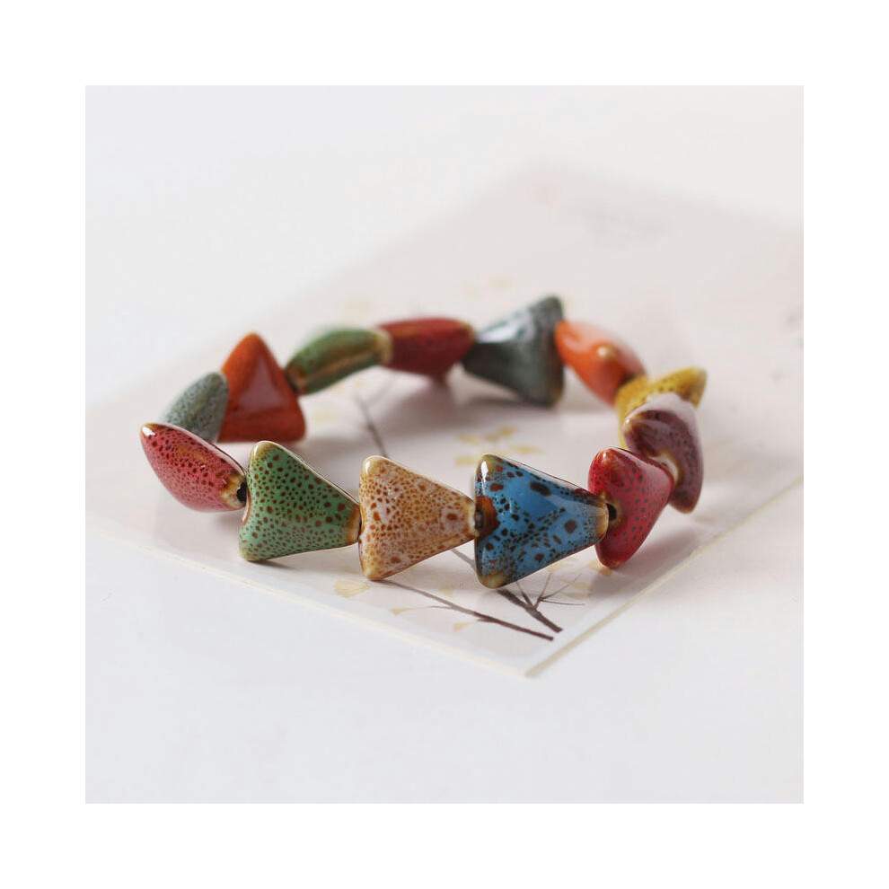 (Triangular SL0310) Wholesale Jingdezhen Ceramic Jewelry New Fashion Flower Glaze Bead Bracelet Multi -Color Leisure National Style Student Bracelet