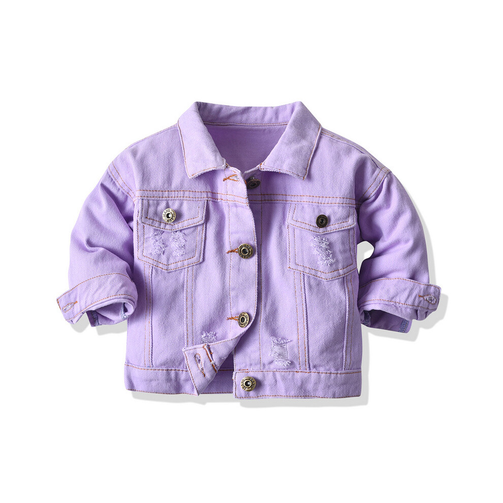 Xcsgsra (Purple, 6-7Years) Kids Boys Girls Casual Dyeing Denim Jackets Coats Not,Specified