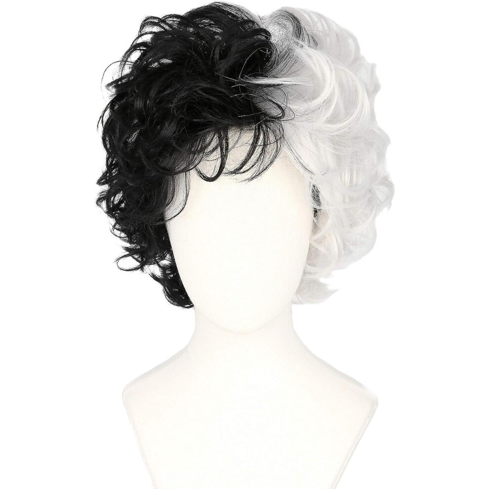 Cruella De Vil Wig, Evil Madame Wig Short Black
