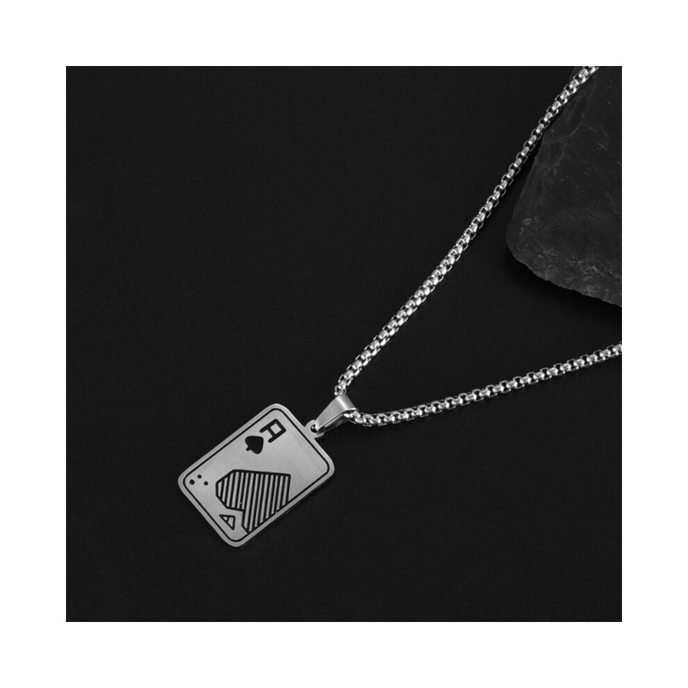 Titanium steel poker spades A necklace high-grade sweater chain boys