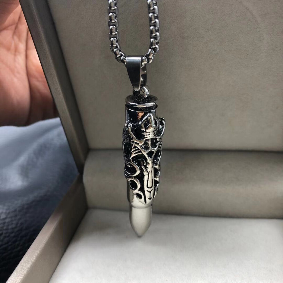Boys simple bully bullet pendant hip hop jewelry skull necklace