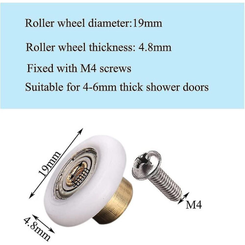 4x Replacement Shower Door Rollers/runners/wheels 19mm Diameter 1