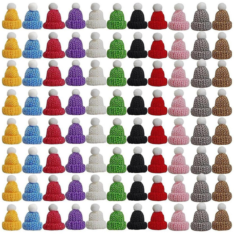 110pcs Mini Knitting Hats Christmas Mini Knitting Doll Hats Mini Wool Hat For Christmas Ornaments Diy
