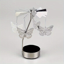 (Butterfly) Carousel Rotary Candle Holder Metal Spinning Romantic Tea Light Stand Candlestick