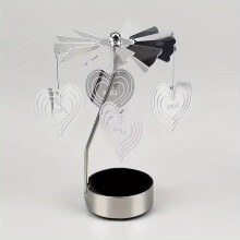 (Heart) Carousel Rotary Candle Holder Metal Spinning Romantic Tea Light Stand Candlestick
