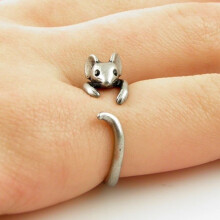 (Silvery, Adjustable Opening) Cute Silvery Mouse Shape Ring, Adjustable Comfortable Fit