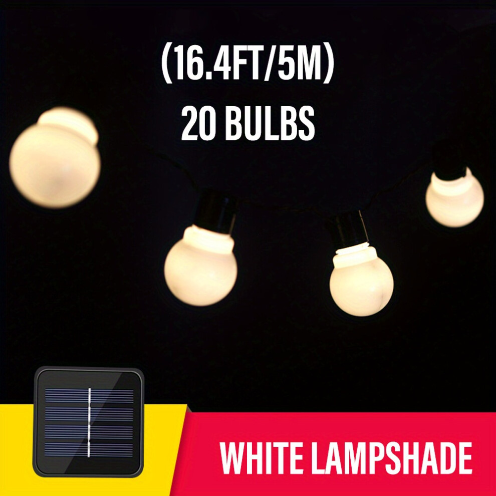 (16.4FT/5M-20 Bulbs, White Lampshade) LED Solar String Lights G50 Bulbs, Waterproof Outdoor Retro Garland Patio Decoration-image-OPC-PDSFF6F-NEW