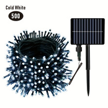 (Cold White, 49.99meter-500LED) Solar Fairy Lights, 32.92meter 300LED/ 52.73meter 500LED 8 Modes Timer Function Solar String Lights