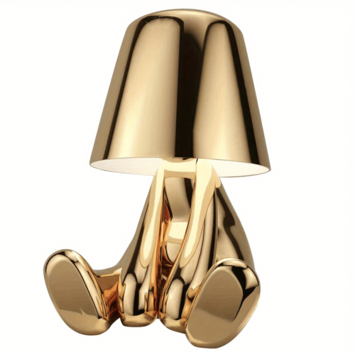 (MR.WHAT) Bedside Touch Control Table Lamp, Golden Decor Thinker Statue LED Table Lamp