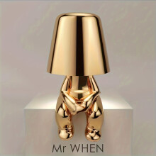 (MR.WHEN) Bedside Touch Control Table Lamp, Golden Decor Thinker Statue LED Table Lamp