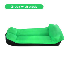 (Green With Black) 1pc Portable Inflatable Sofa Bed with Pillows - Perfect for Beach, Picnic, and Camping