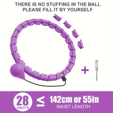 (Purple 28 Knots, Regular Style) Smart Weighted Fit Hoop Exercise Circle Infinity Fitness Hoop With Detachable Knots