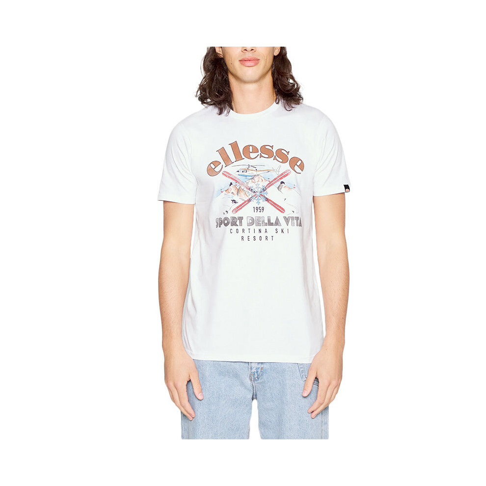 Ellesse ( (Halicopter), L) Mens Printed T Shirts Cotton Summer Top White