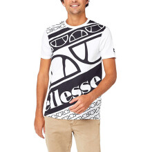(White and Black, S) ELLESSE Mens Printed T Shirts Cotton Summer Top
