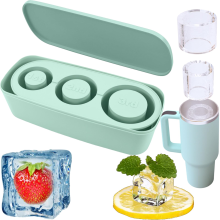 Ice Cube Tray Compatible with Stanley Cup,Stanley Tumbler Quencher Accessories,Hollow Cylindrical Ice Cube Mould,Flexible Silicone with Lid.