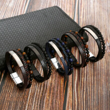 Obsidian Bracelet Men's handmade bracelet for men woven natural