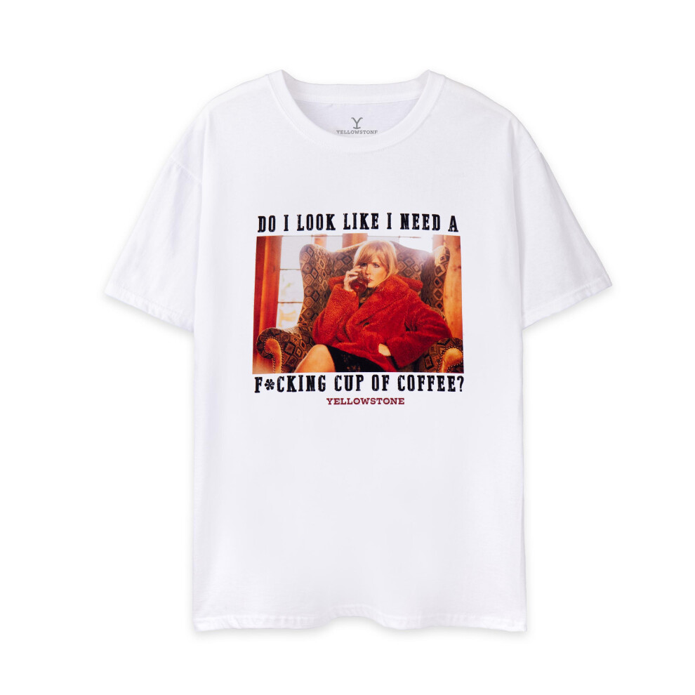 (Large) Yellowstone Short Sleeved T-Shirt (Womens White)