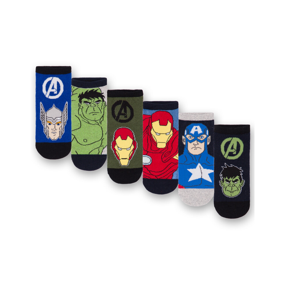 (9-12 UK) Marvel Avengers Character Calf Socks Set of 6 (Boys Multicoloured)