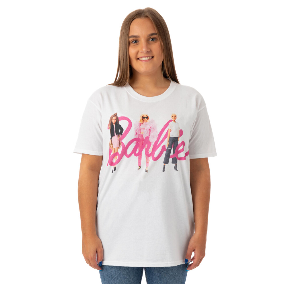 (Medium) Barbie Short Sleeved T-Shirt (Womens White)