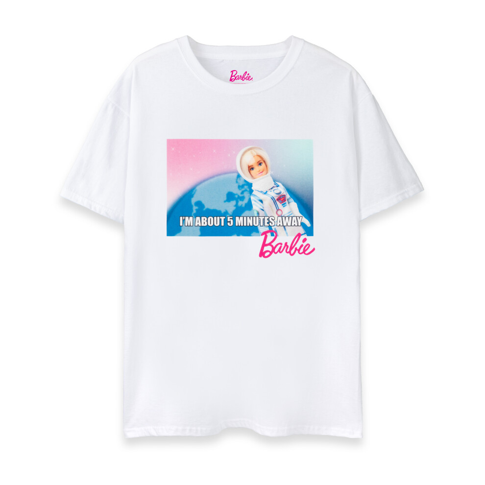 (Large) Barbie Short Sleeved T-Shirt (Womens White)