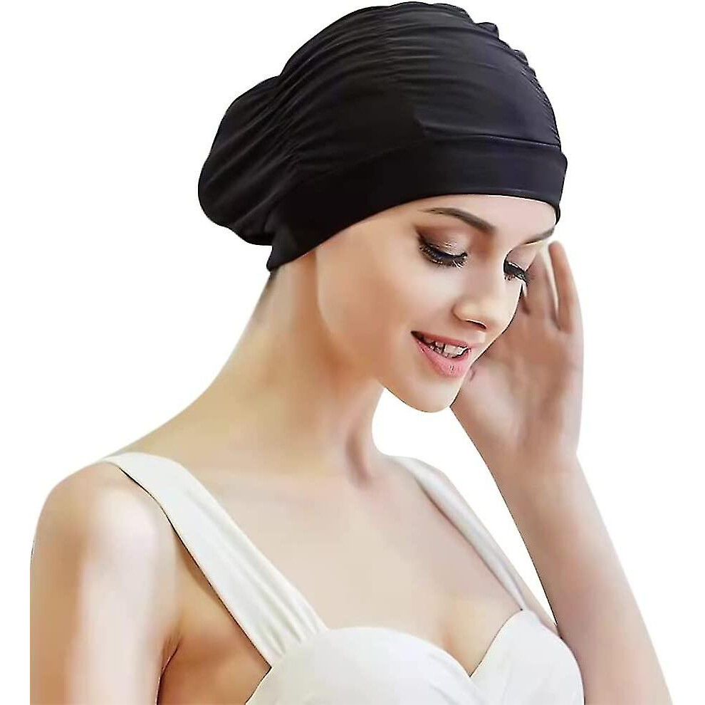 Pleated Swim Cap Ladies Swimming Hat Women H Swim Cap Bathing Cap Ears Cap Swim Hat Turban Swimming Cap Surfing Cap S