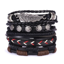 Hip punk leather handwoven men's bracelet diy set series