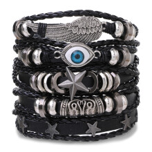 Hip hop woven handmade men's punk leather bracelet diy set series