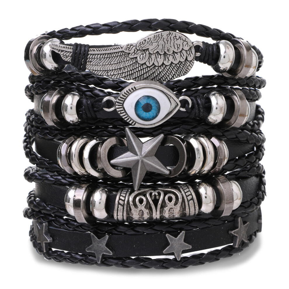 Hip hop woven handmade men's punk leather bracelet diy set series