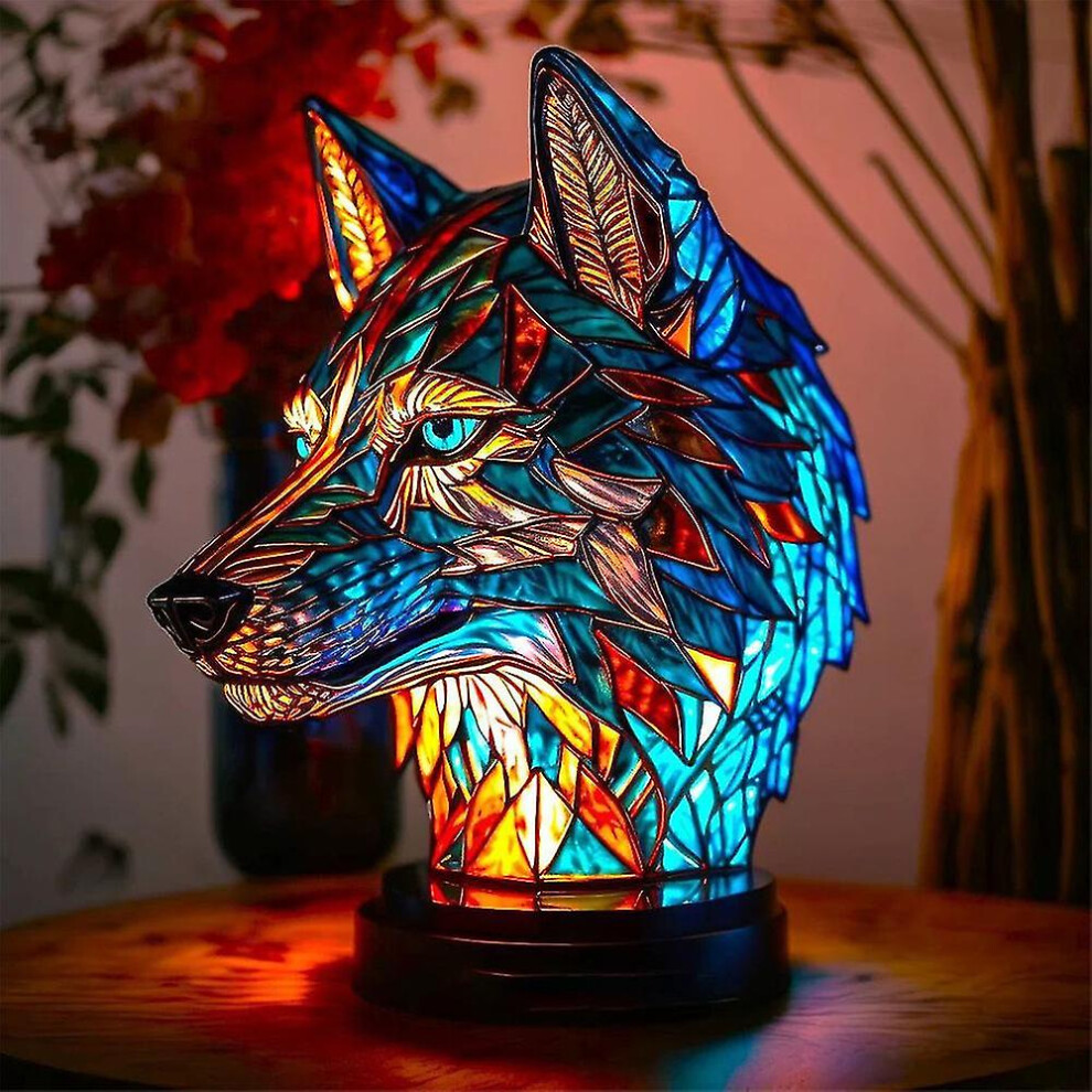(wolf) 2024 Animal Table Lamp Series Stained Glass Animals Shape Table Lamp 3d Animal Shape Table Lamps For Home Decorations For Home,hw