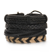 Popular men's beaded leather bracelet Fashion braided bracelet