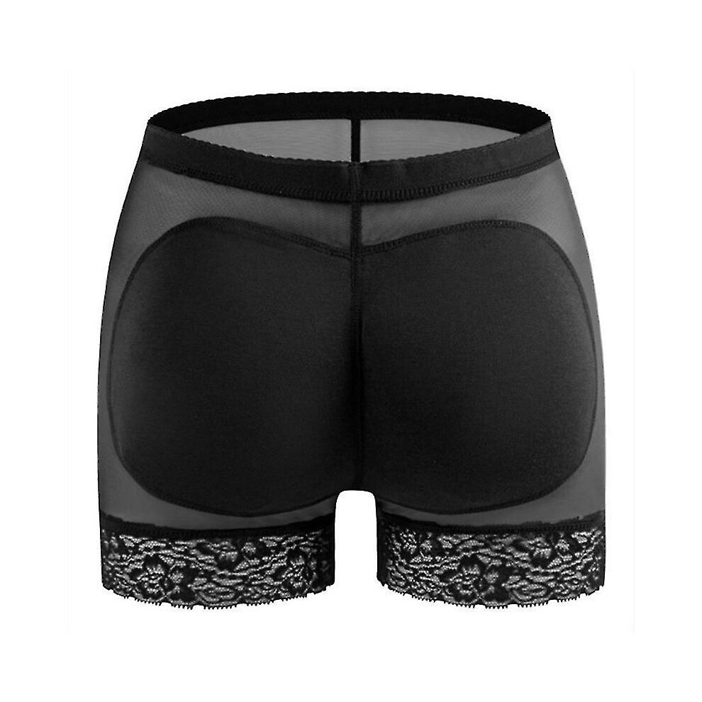 (, L) Padded Butt Lifter Panties Hip Enhancer Shapewear Body Shaper Tummy Control Panties Underwear Black