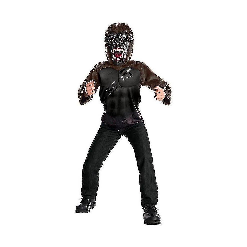 (M (for 127-136cm)) Cross-age King Kong Costume Chimpanzee Mask Top Halloween Costume For Kids Demon Gorilla Ferocious King Kong Cosplay Carnival Disg
