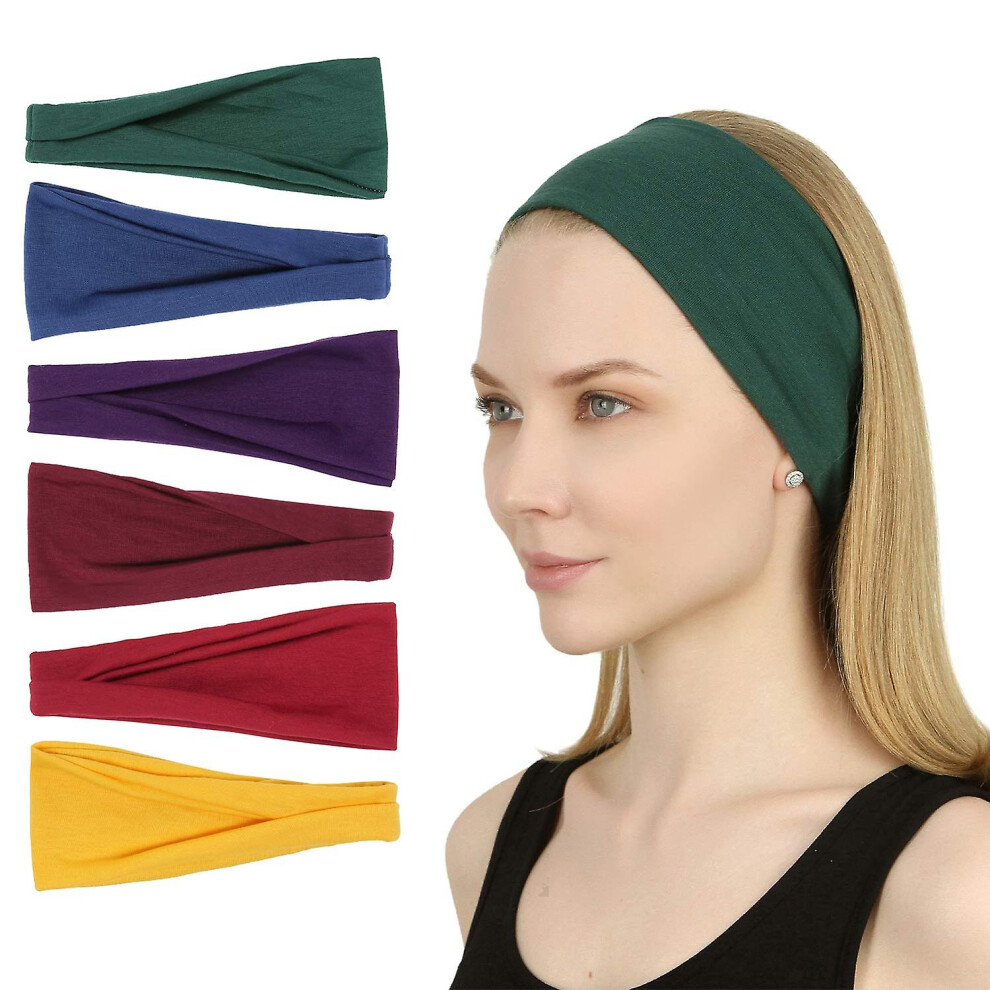 6 Pack Sport Workout Headbands Soft Elastic Yoga Running Fitness Hair Bands For Women