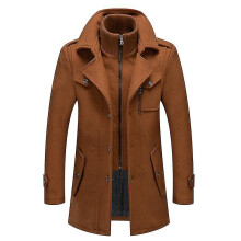 (camel, M170) Autumn And Winter Men's Woolen Coat Business Double Collar Woolen Coat For Men Kb